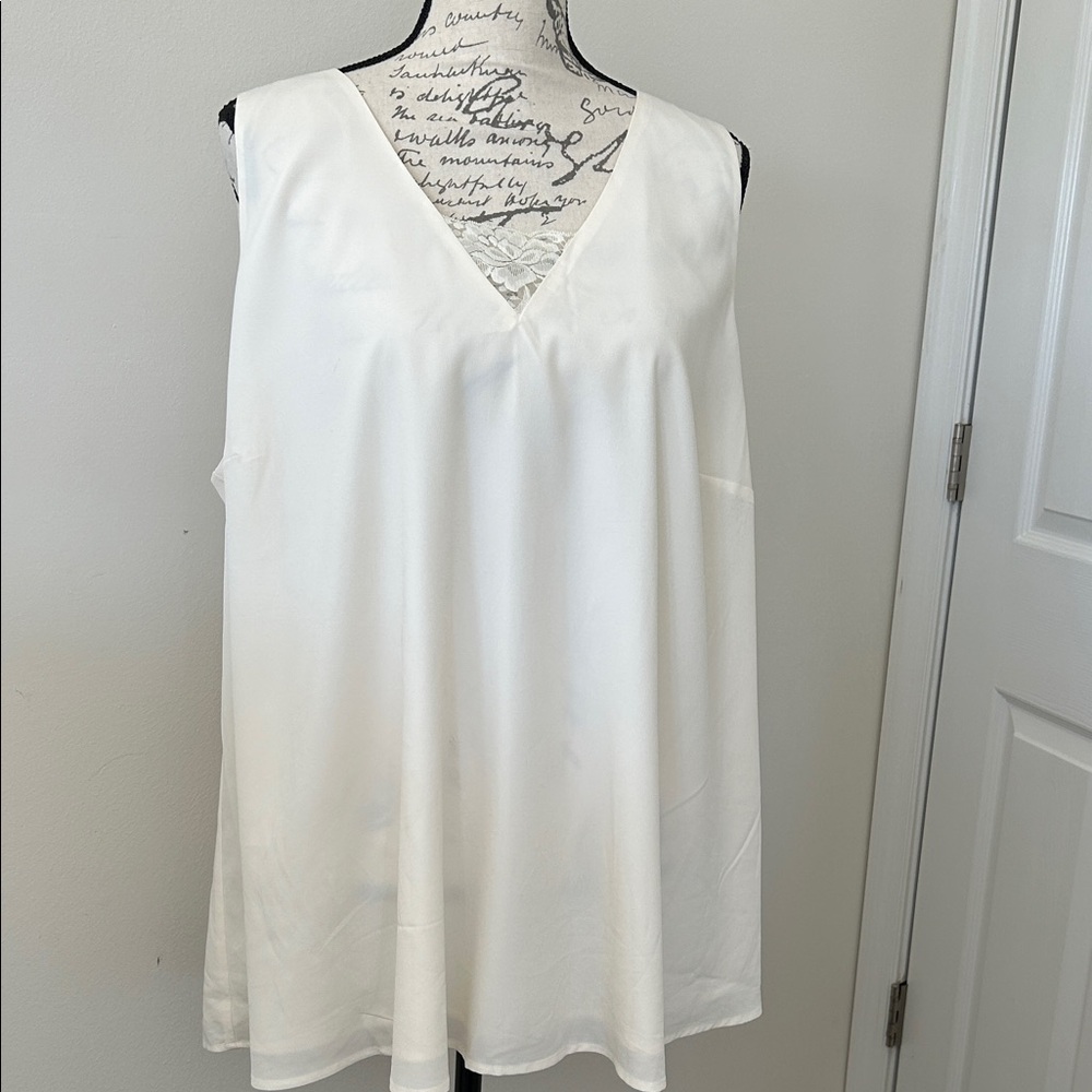 Lane Bryant White V-Neck Tank Top